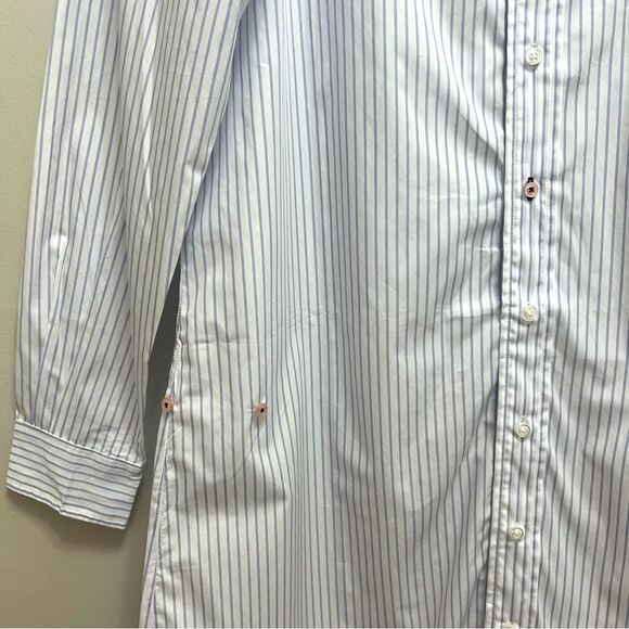 WEAR CISCO Midi Shirt Dress Button Down White Blue Stripe Size M / L - Picture 9 of 13